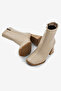 Women's Beige Skin Tpu Sole Plain Pattern Zippered Thick Heeled Boots - 4