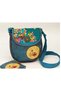 Owl Figured Cross Braided Shoulder Bag Ethnic Bohemian Style - Petrol