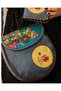 Owl Figured Cross Braided Shoulder Bag Ethnic Bohemian Style - Petrol - 3