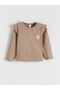 Peak New Season Brown Crew Neck Teddy Bear Embroidered Baby Girl Long Sleeve
