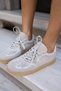 Solia Women's White Real Suede Lace-Up Detail Sneaker - 2