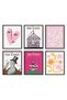 ALAYRA The New Yorker Poster - Set of 6 Vintage Poster, Preppy Pictures for Wall, Vintage Travel Posters Set, Pink Posters for Room Aesthetic Vintage, Coquette Posters (, Unframed)30X40 CM