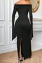Women's Noble Madonna Collar Slit Sleeve Detailed Long Imported Crepe Dress - 4