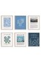 ALAYRA Blue Flower Wall Art Prints, Retro Wall Decors for Room Aesthtic, Abstract Posters for Girls Bedroom Decor Aesthetic Unframed, , Set of 620X25 CM
