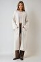 Ecru Wide Sleeve Double Pocket Long Knit Cardigan Vs01436
