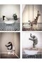 ALAYRA Animal in the Bath Canvas Pictures Dream Bath Poster, Animal Black White Wall Art Prints Minimalist Home Decor - Without Frame ( x 4 Pieces)20X30 CM