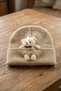 Children's Cream Cute Plush Teddy Bear Figured Folded Winter Knitwear Beanie - 2