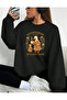 Motherhood Printed Cotton Circular Neck Black Sweatshirt