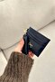 Solid Color Bow Detailed Shiny Faux Leather Card Holder - 4