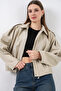 Women's Oversized Short Jacket 0732 - Stone - 3