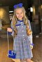 Girl's Dress with Ruffled Collar and Sleeves, Button-Down Front and Navy Blue Plaid Detail. - 3