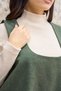 Khaki Green Color Square Neck Short Cashmere Jile Dress - 4