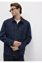Edition Suede Collar Detailed Navy Blue Denim Shirt Regular Fit / Normal Cut 0211753-85481 - 3