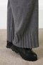 Anthracite Elastic Waist Wide Leg Cashmere Women's Knitwear Trousers - 3