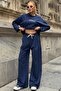 Cobalt Blue Text Printed Pocket Detailed Casual Double Suit Vs01585 - 3