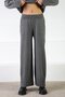 Anthracite Elastic Waist Wide Leg Cashmere Women's Knitwear Trousers