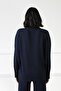 Navy Blue Long Sleeve Half Turtleneck Comfortable Fit Cashmere Women's Knitwear Sweater - 7