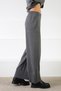 Anthracite Elastic Waist Wide Leg Cashmere Women's Knitwear Trousers - 4