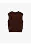 Crew Neck Diamond Patterned Sleeveless Knit Sweater - 4