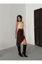 Brown Skirt with Side Tassels Asymmetric Linen Skirt - 6