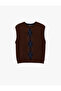 Crew Neck Diamond Patterned Sleeveless Knit Sweater - 3