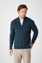 Mattias Men's Dark Green Thessaloniki Knitted Full Zip Mock Neck Regular Fit Cardigan Sweater - 6
