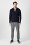 Mattias Men's Navy Blue Thessaloniki Knitted Full Zip Mock Neck Regular Fit Cardigan Sweater - 8