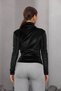 Women's Black Velvet Stone Detailed Draped Long Sleeve Blouse - 4