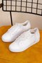 Women's White Low-Heeled Very Comfortable Wedding Dress Sports Evening Dress Shoes - 3