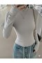Autumn, Winter Inside Fleece Gray High-Necked S Slim Fit Long-Sleeved Blouse 0047 - 2