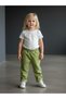 Baby Girl Soft Textured Elastic Waist Double Leg Green Trousers - 3