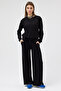 Women's Elastic Waist O Fabric Black Sweatpants