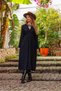 Black Color Front Robe Lace-Up V-Neck Winter Bohemian Dress - 8
