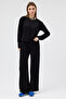 Women's Elastic Waist O Fabric Black Sweatpants - 6