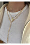 Set of 2 Gold Patterned Chain Medallion Y Low-Cut Women's Necklace