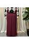 Pleated Skirt Pants Burgundy - 3