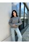 Hair Braid Patterned Soft Textured Women's Knitwear Sweater Anrasit - 5