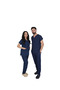 D/115 Gray Bat-Sleeve Unisex Doctor Nurse Student Lycra Fabric Scrubs Set