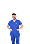D/115 Gray Bat-Sleeve Unisex Doctor Nurse Student Lycra Fabric Scrubs Set - 5
