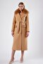 Camel Genuine Leather Cashmere Coat with Accessories