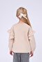 Girl's Ruffle Detailed Floral Embroidered Sweatshirt - Stone - 4