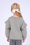 Girl's Ruffle Detailed Floral Embroidered Sweatshirt - Gray Fleece-Lined O Oversized - 4