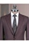 Italian Style S Slim Fit Men's Jacket Pants Combination Suit Burgundy T14671 - 2