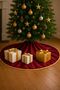 Christmas Tree Skirt Cover 120 cm |   Gold Piped Burgundy Satin Fabric |   Foot Concealing Decorative Cover - 2