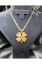 Clover Figured Rope Twist Chain 316L Steel Gold Necklace - 2