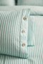 Pure |   Fine Line Duvet Cover Set Double - Oxford Design with 3 Wooden Buttons - Wide Sheet Included - 2