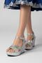 4714 Women's 9 cm Wedge Heel Stone Detailed Leather Sandals - 2