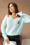 Women's V-Neck Embroidery Detail Lace-Like Knit Knitwear Sweater 225008 - 2