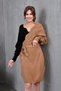Women's Degaje Collar Button Detail Belted Color Block Midi Knitwear Dress 214214 - 7