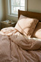 Pure |   Fine Line Duvet Cover Set Double - Oxford Design with 3 Wooden Buttons - Wide Sheet Included - 3